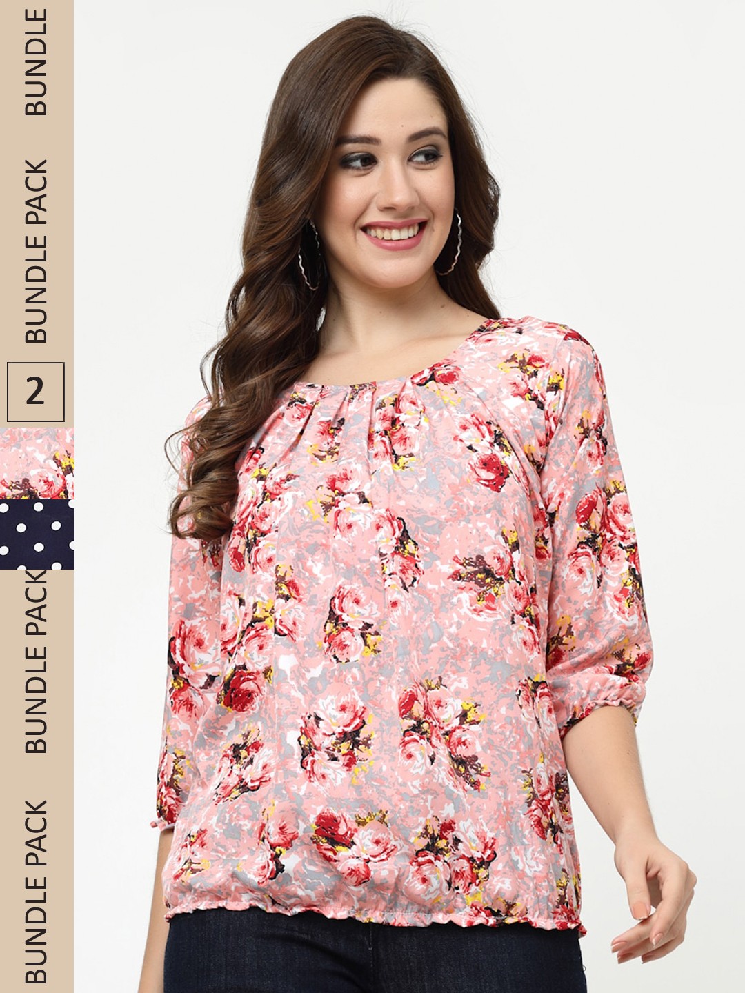 

MISS AYSE Multicoloured Floral Print Tie-Up Neck Crepe Top, Multi