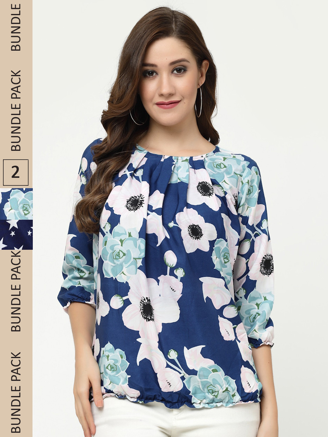 

MISS AYSE Multicoloured Floral Print Crepe Blouson Top, Multi