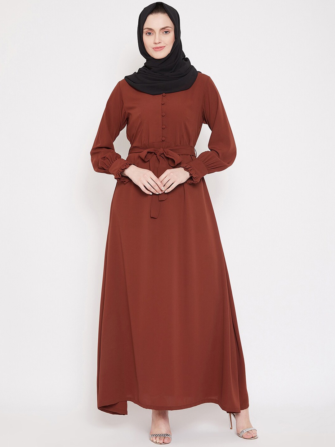 

NABIA Band Collar Abaya Burqas, Rust