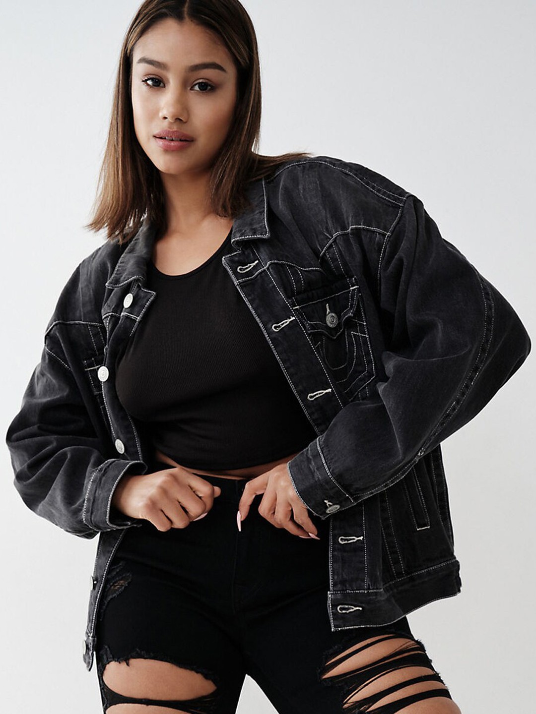 

True Religion Women Denim Jacket, Black