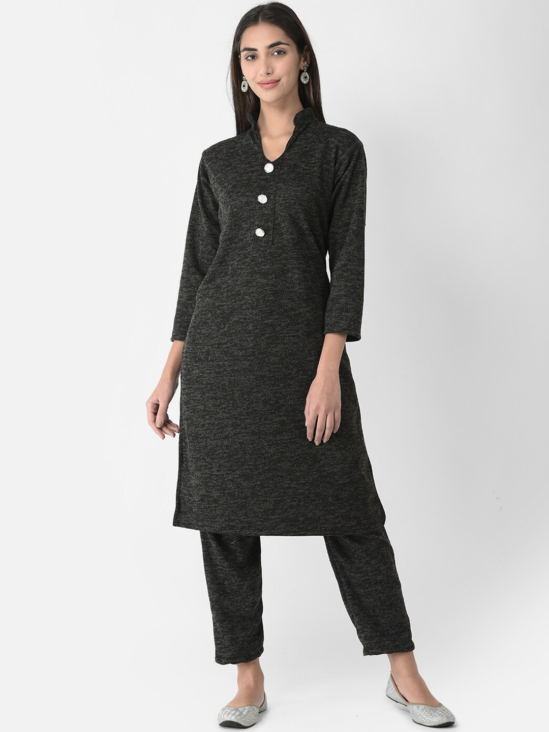 

FNOCKS Women Straight Kurta with Trousers, Black