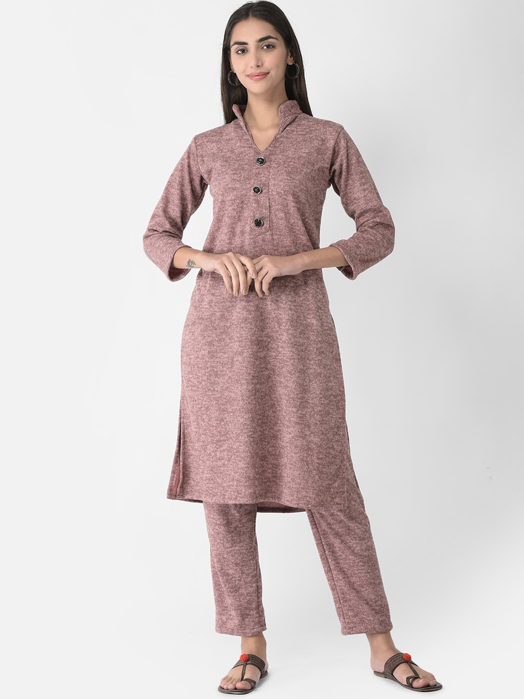 

FNOCKS Women Straight Kurta with Palazzos, Mauve