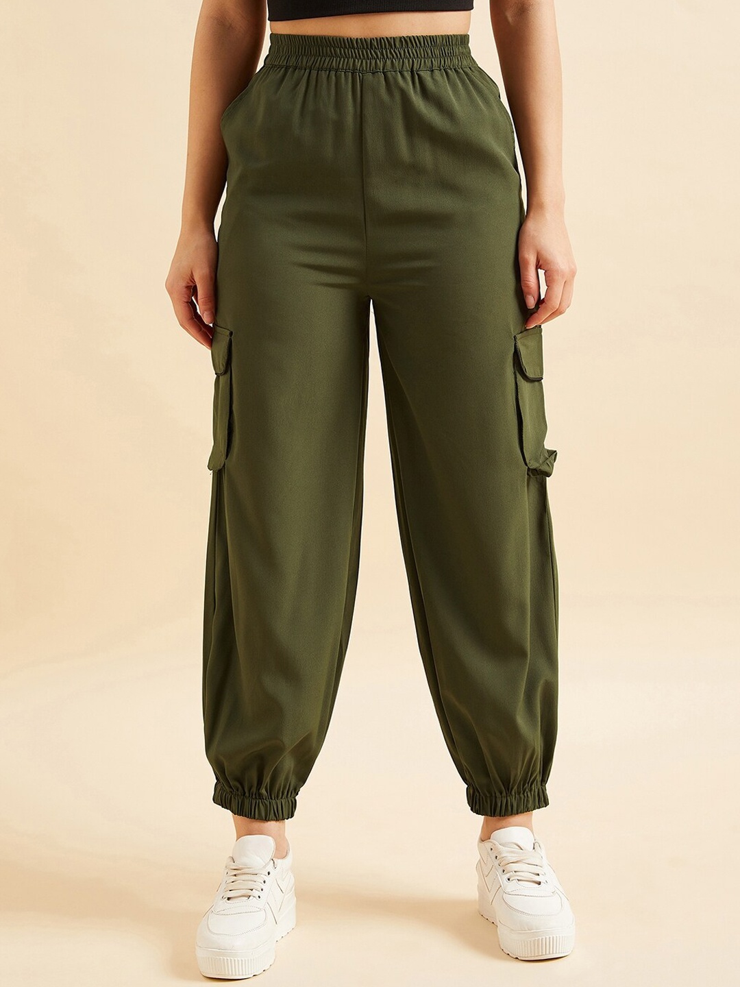 

PANIT Women Slip-On Loose Fit Joggers, Olive