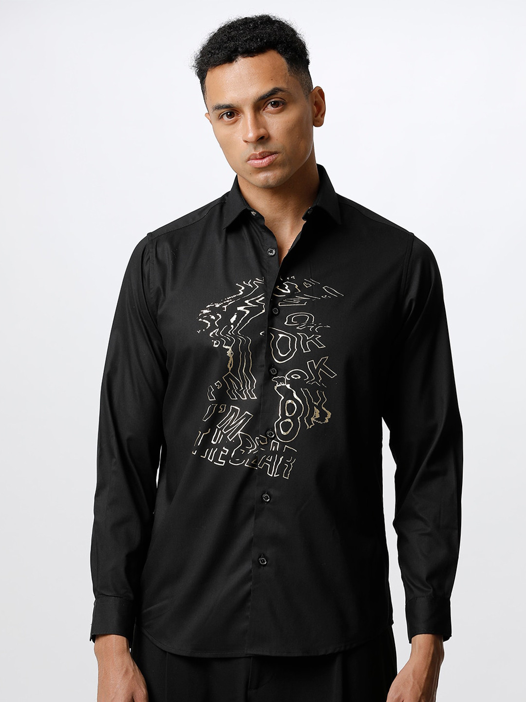 

THE BEAR HOUSE Men Printed Slim Fit Party Shirt, Black