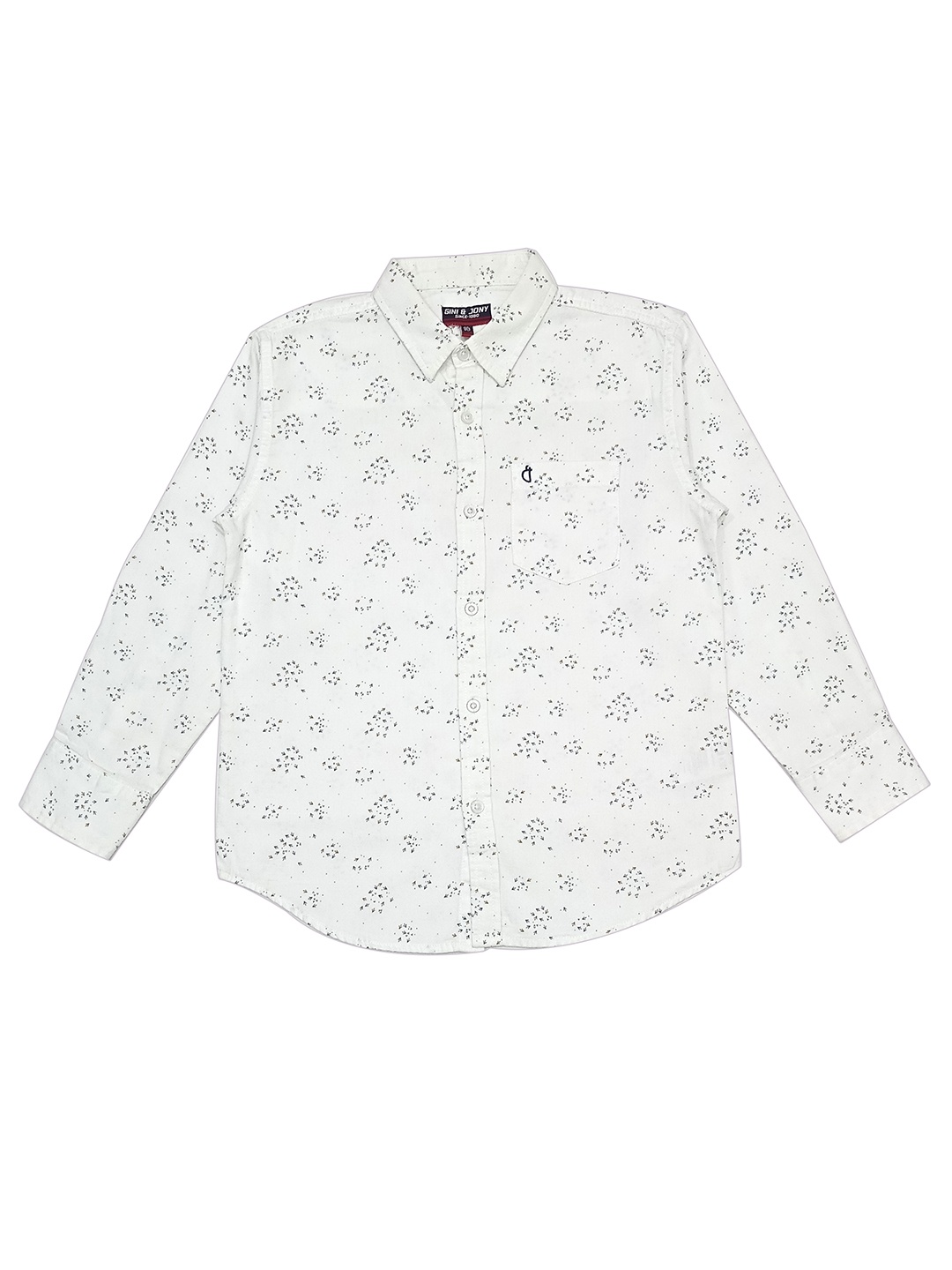 

Gini and Jony Infant Boys Printed Cotton Casual Shirt, White