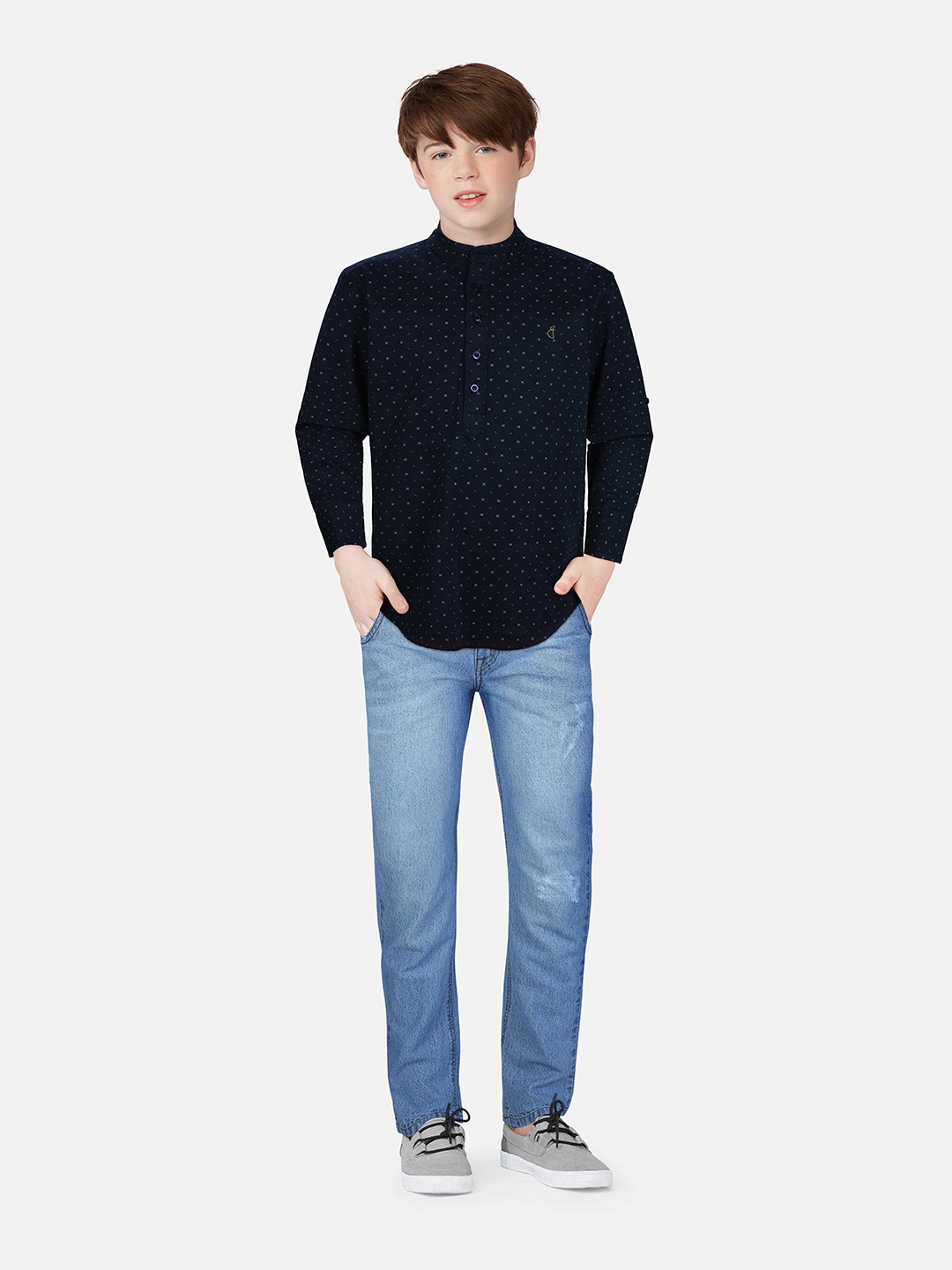 

Gini and Jony Boys Blue Printed Casual Shirt