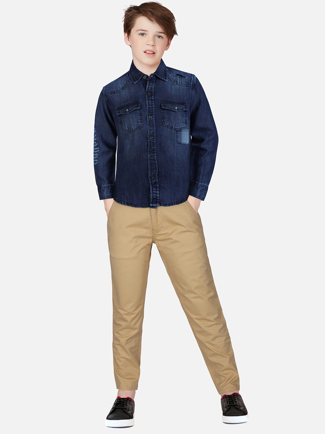 

Gini and Jony Boys Faded Denim Casual Shirt, Blue