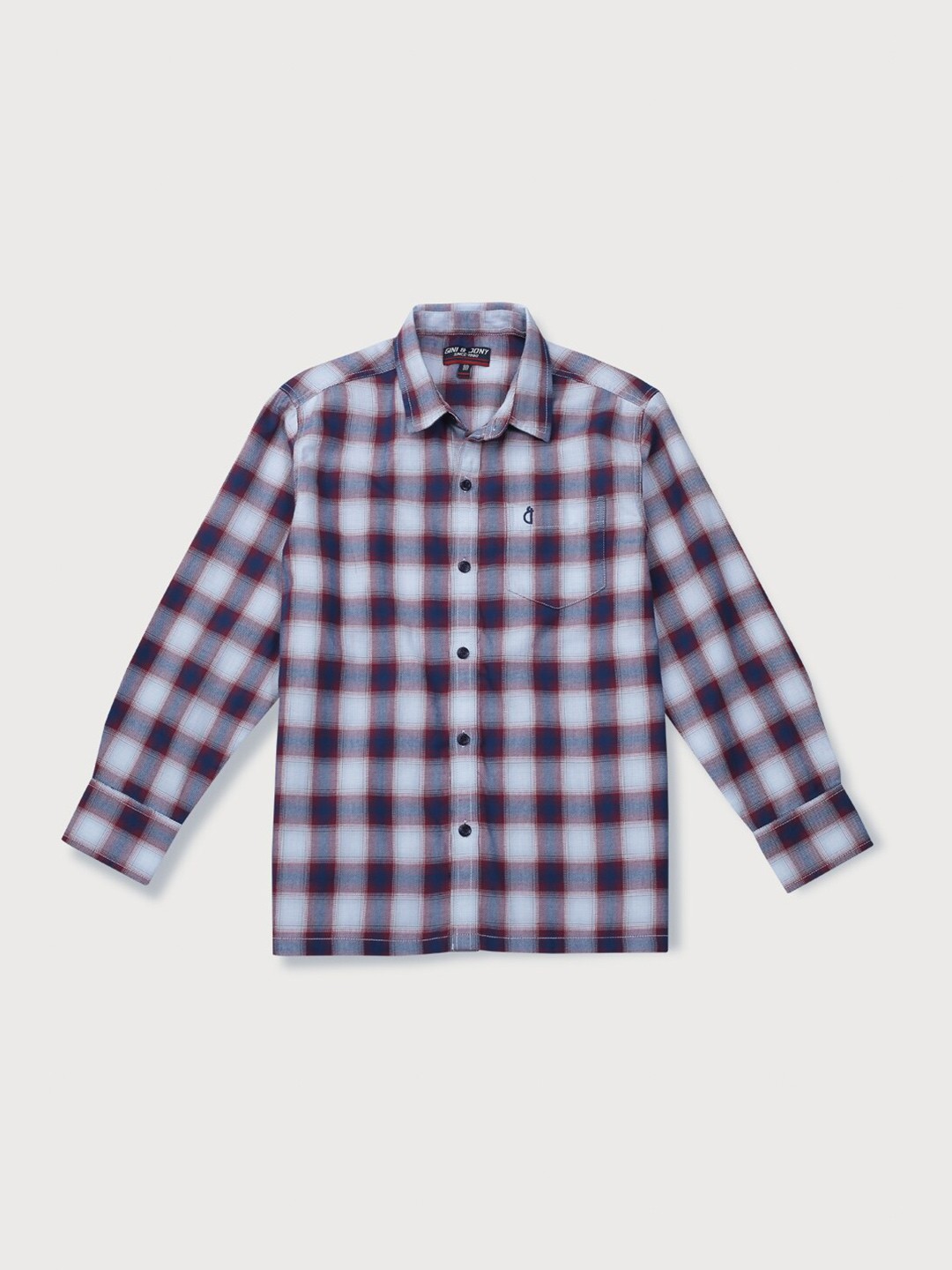 

Gini and Jony Boys Tartan Checks Cotton Casual Shirt, Red
