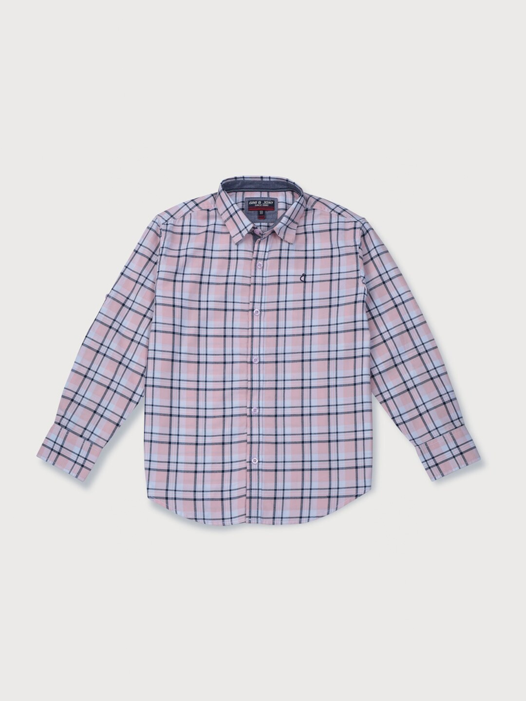 

Gini and Jony Boys Checked Cotton Casual Shirt, Pink