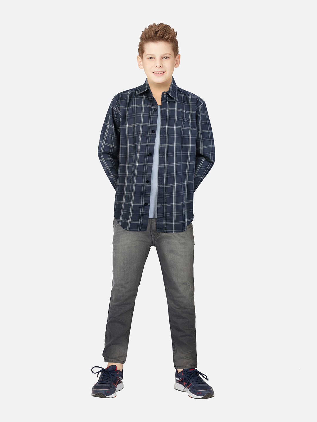 

Gini and Jony Infants Boys Checked Cotton Casual Shirt, Grey