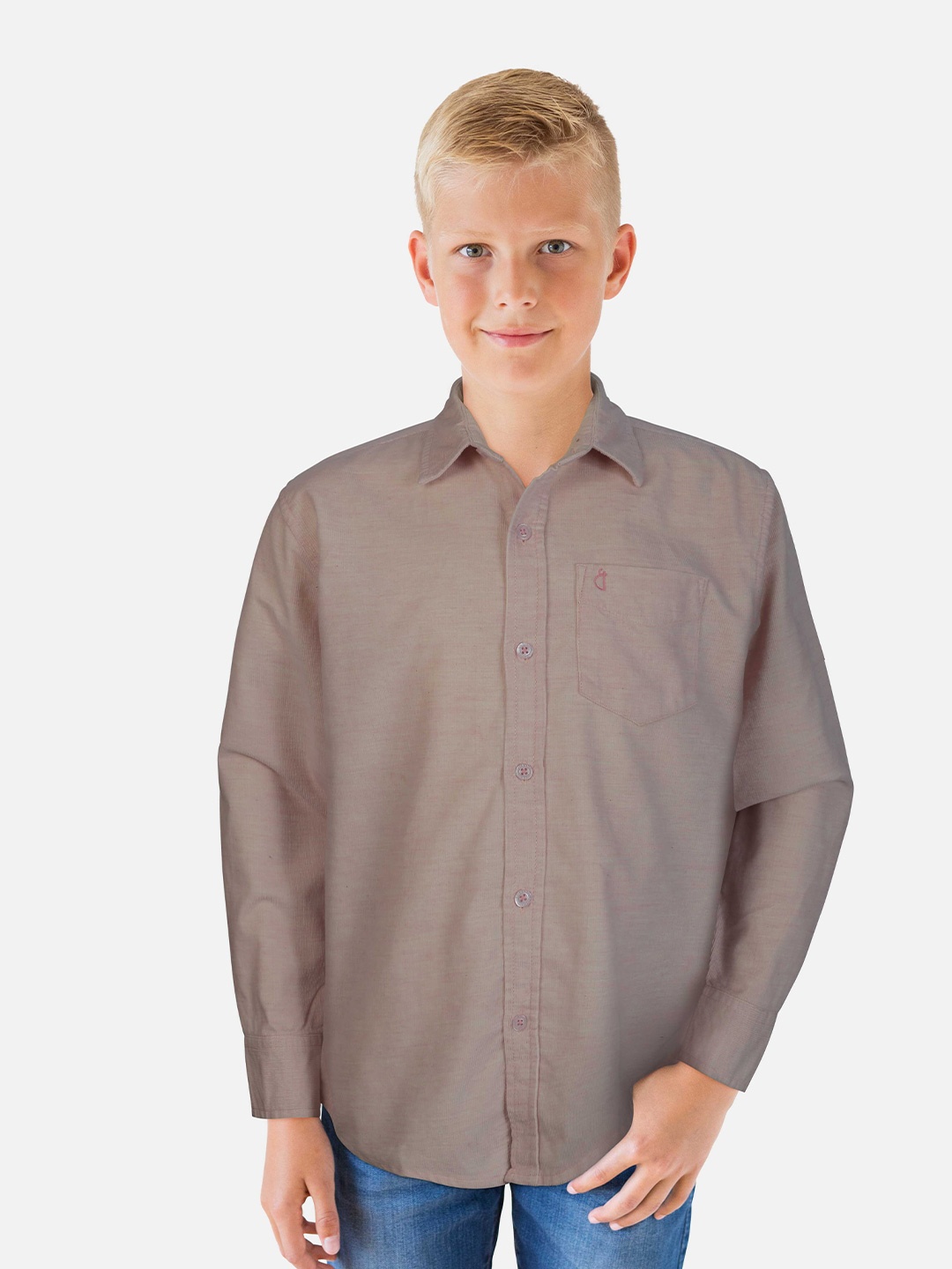 

Gini and Jony Infants Boys Spread Collar Cotton Casual Shirt, Peach