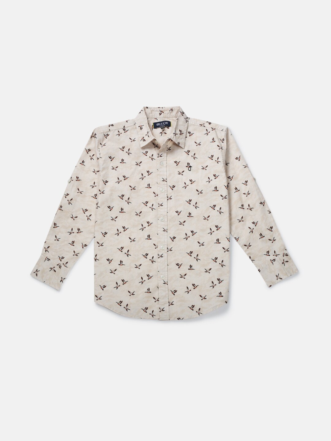 

Gini and Jony Boys Printed Conversational Cotton Casual Shirt, Khaki