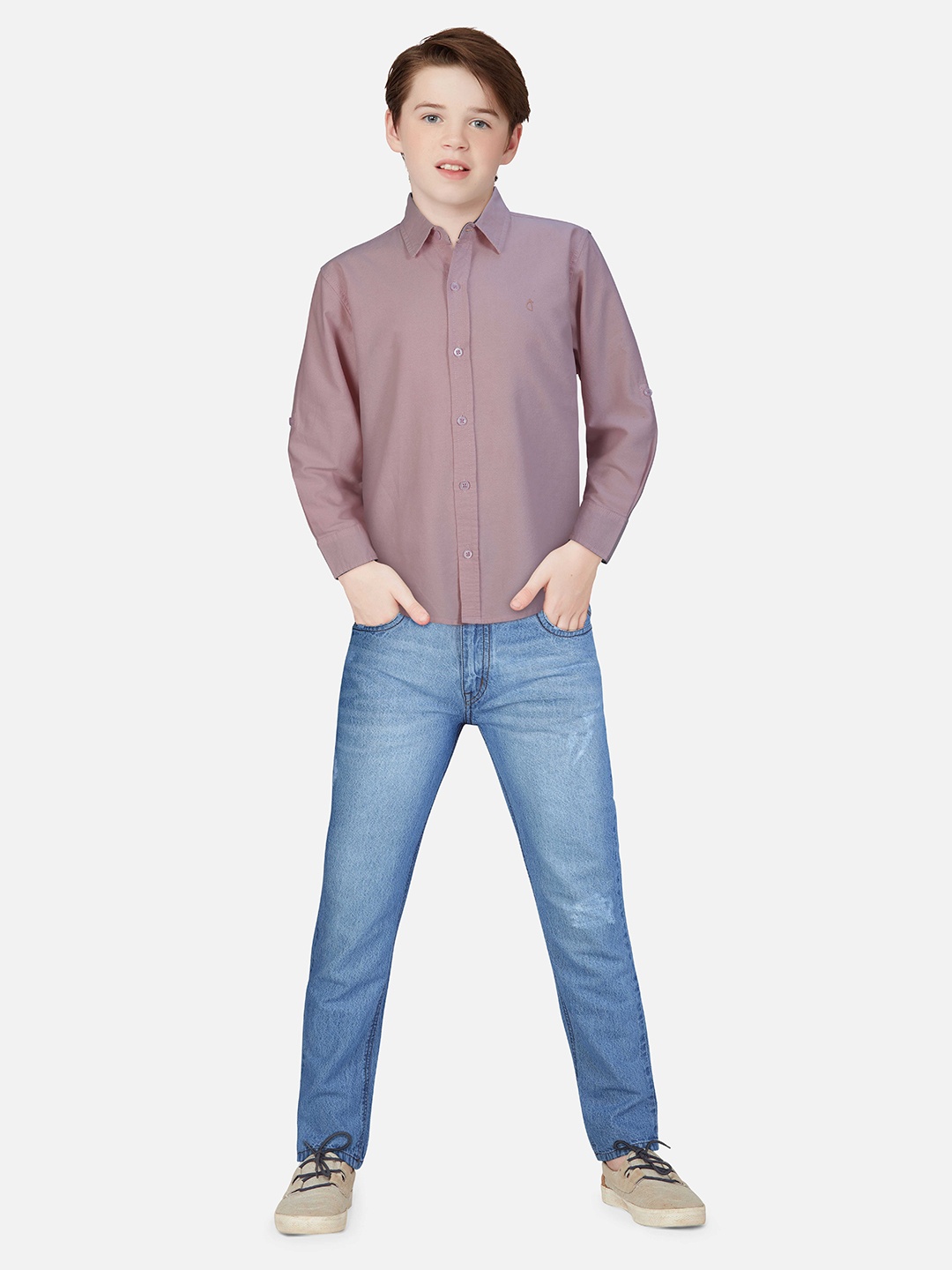 

Gini and Jony Boys Spread Collar Cotton Casual Shirt, Pink