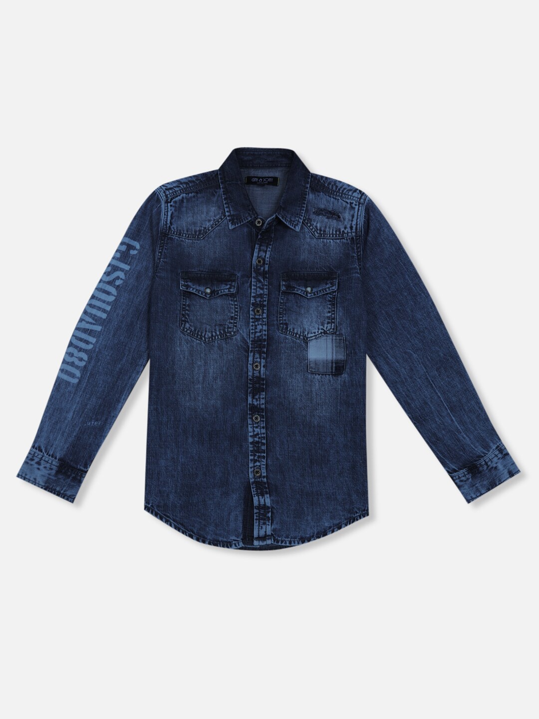 

Gini and Jony Boys Faded Denim Casual Shirt, Blue