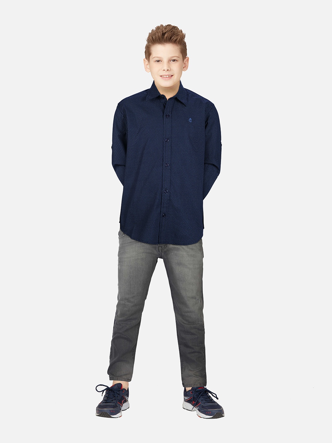 

Gini and Jony Boys Printed Cotton Casual Shirt, Navy blue
