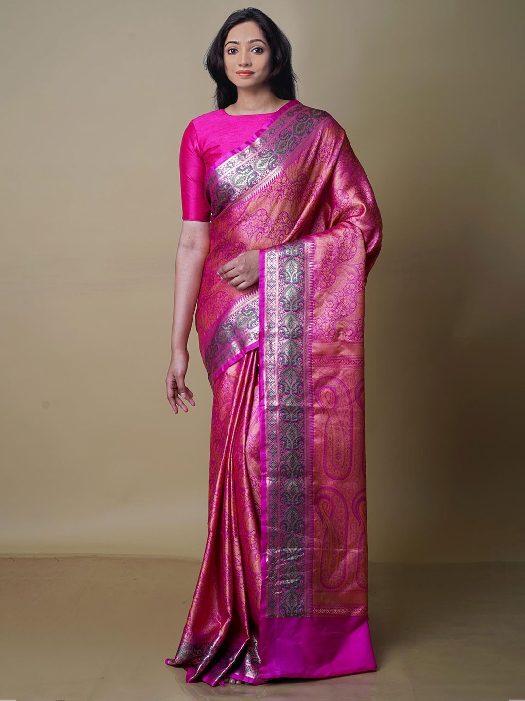 

Unnati Silks Woven Design Silk Blend Banarasi Saree, Purple