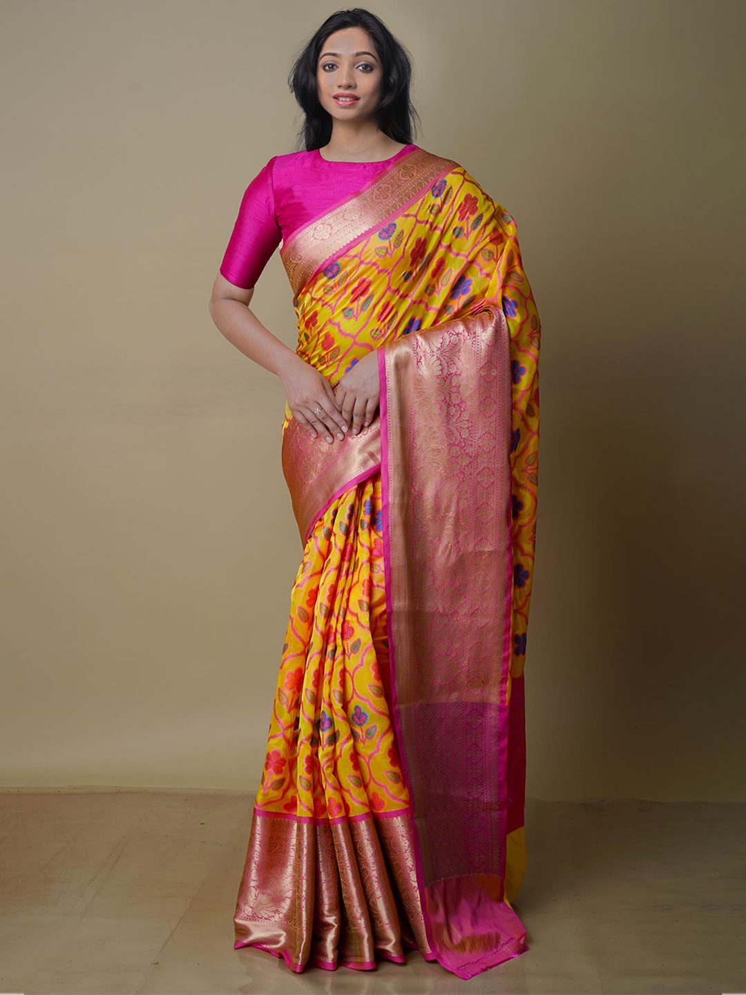 

Unnati Silks Woven Design Zari Banarasi Saree, Yellow