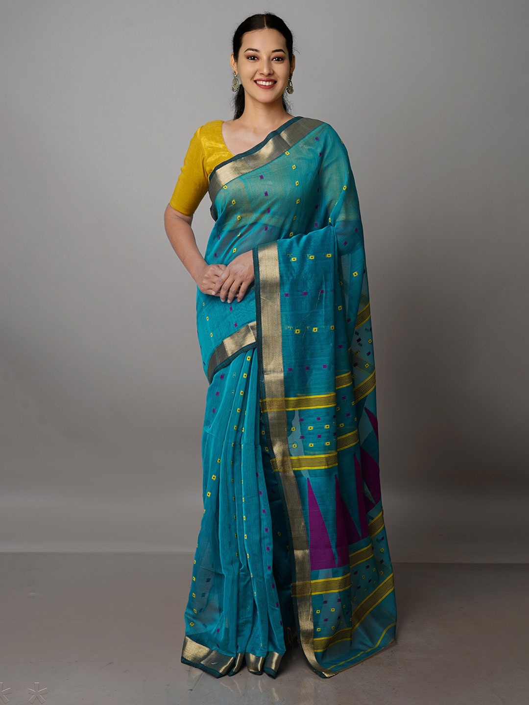 

Unnati Silks Woven Design Zari Jamdani Saree, Blue