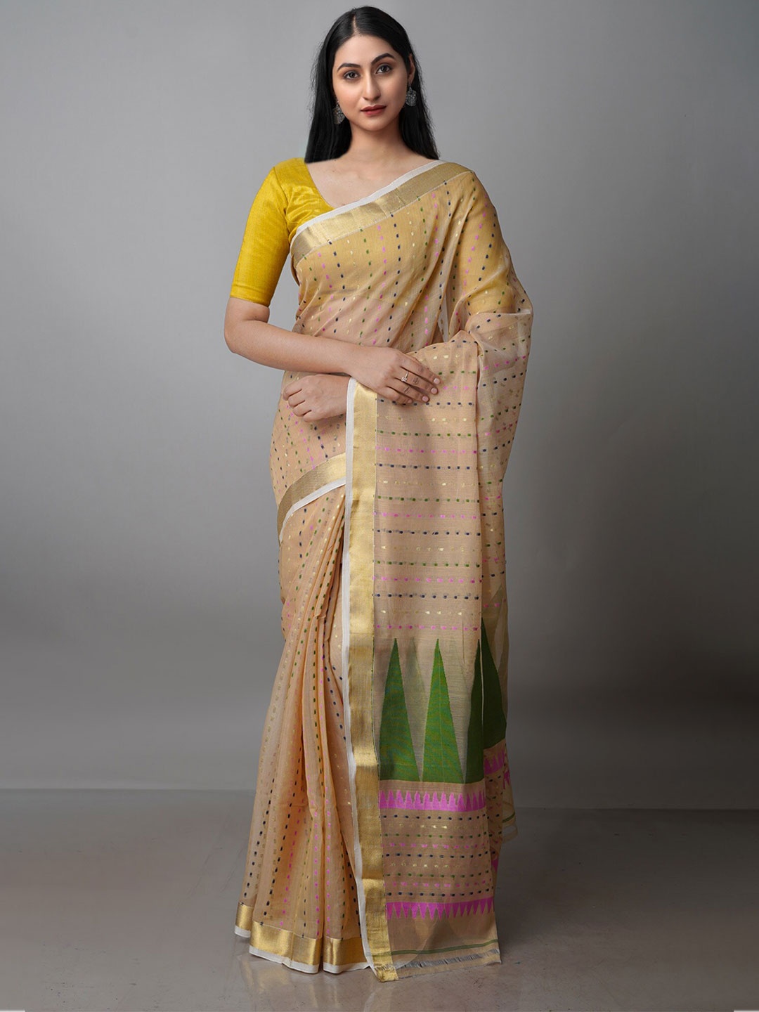 

Unnati Silks Woven Design Zari Jamdani Saree, Cream