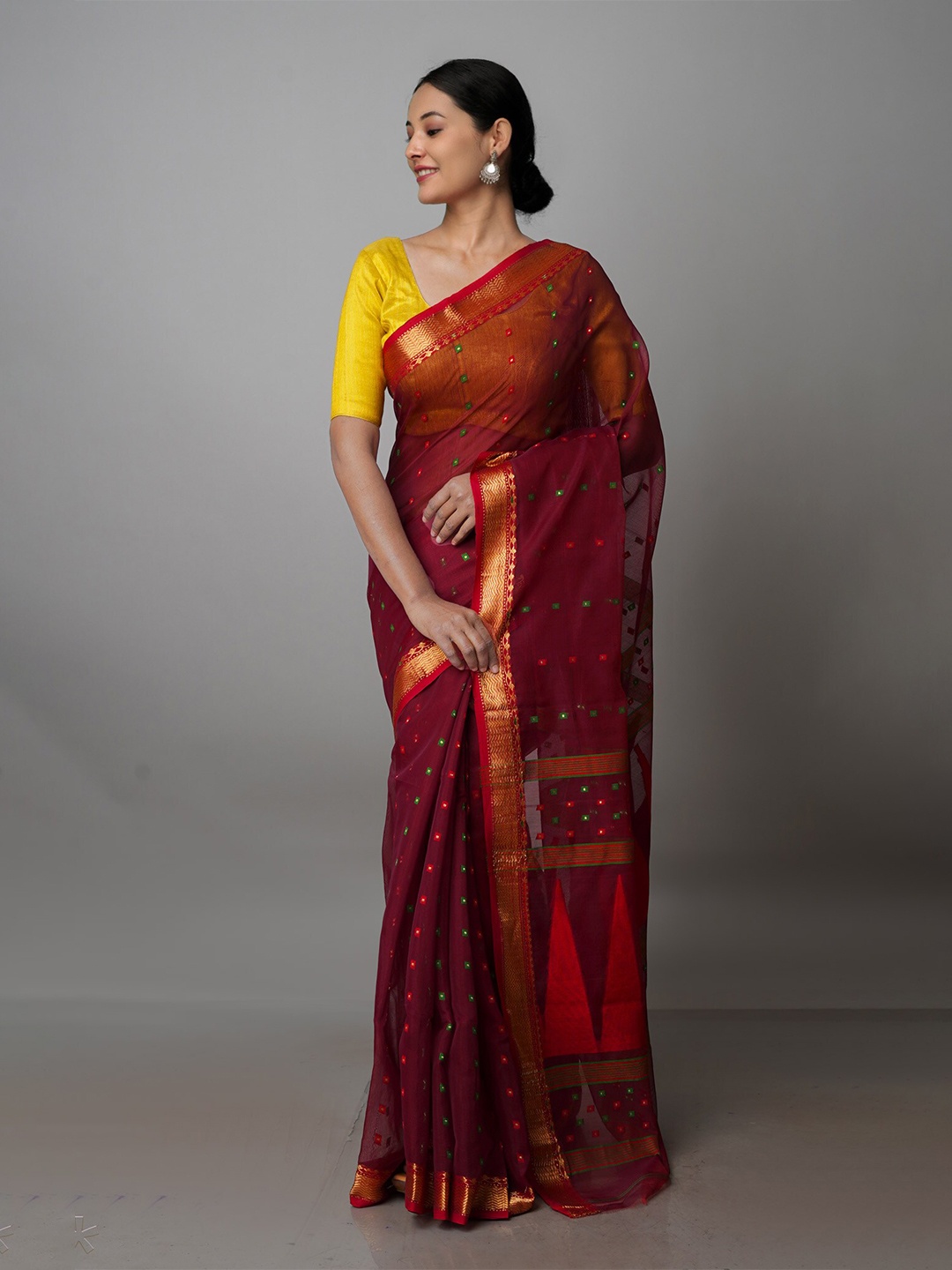 

Unnati Silks Woven Design Zari Jamdani Saree, Burgundy