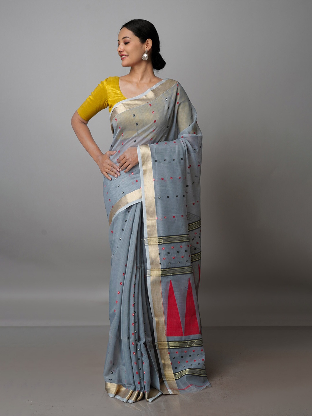 

Unnati Silks Woven Design Jamdani Saree, Grey