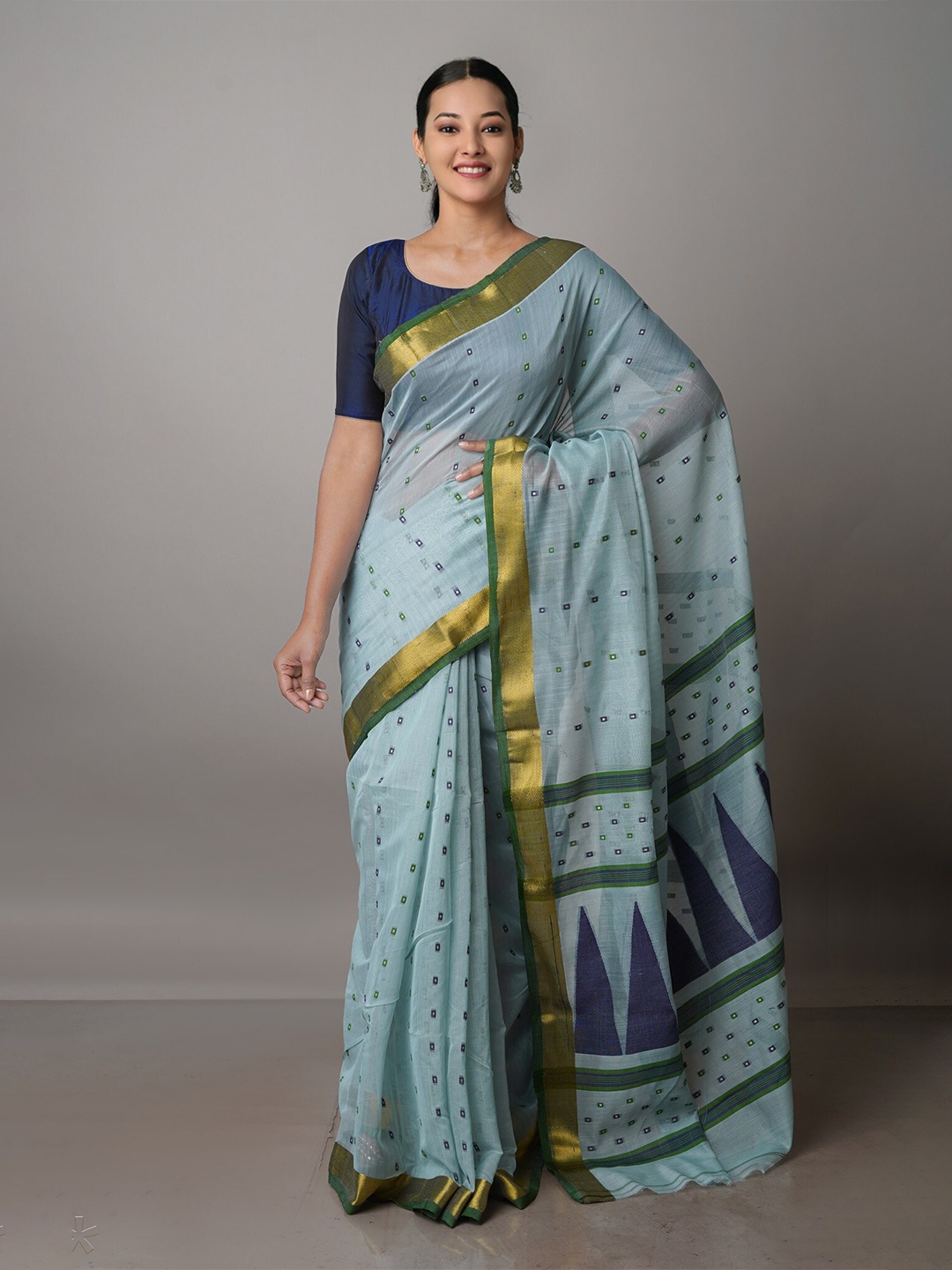 

Unnati Silks Woven Design Zari Jamdani Saree, Blue