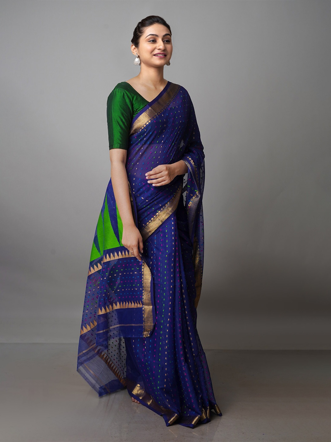 

Unnati Silks Woven Design Zari Jamdani Saree, Navy blue