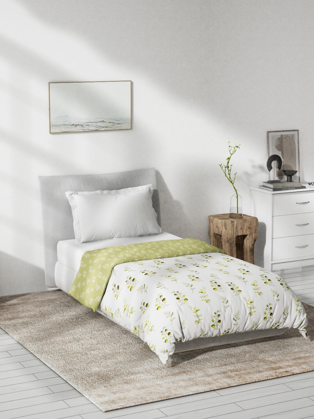 

DDecor Live Beautiful White Floral Mild Winter 150 GSM Pure Cotton Single Bed Dohar