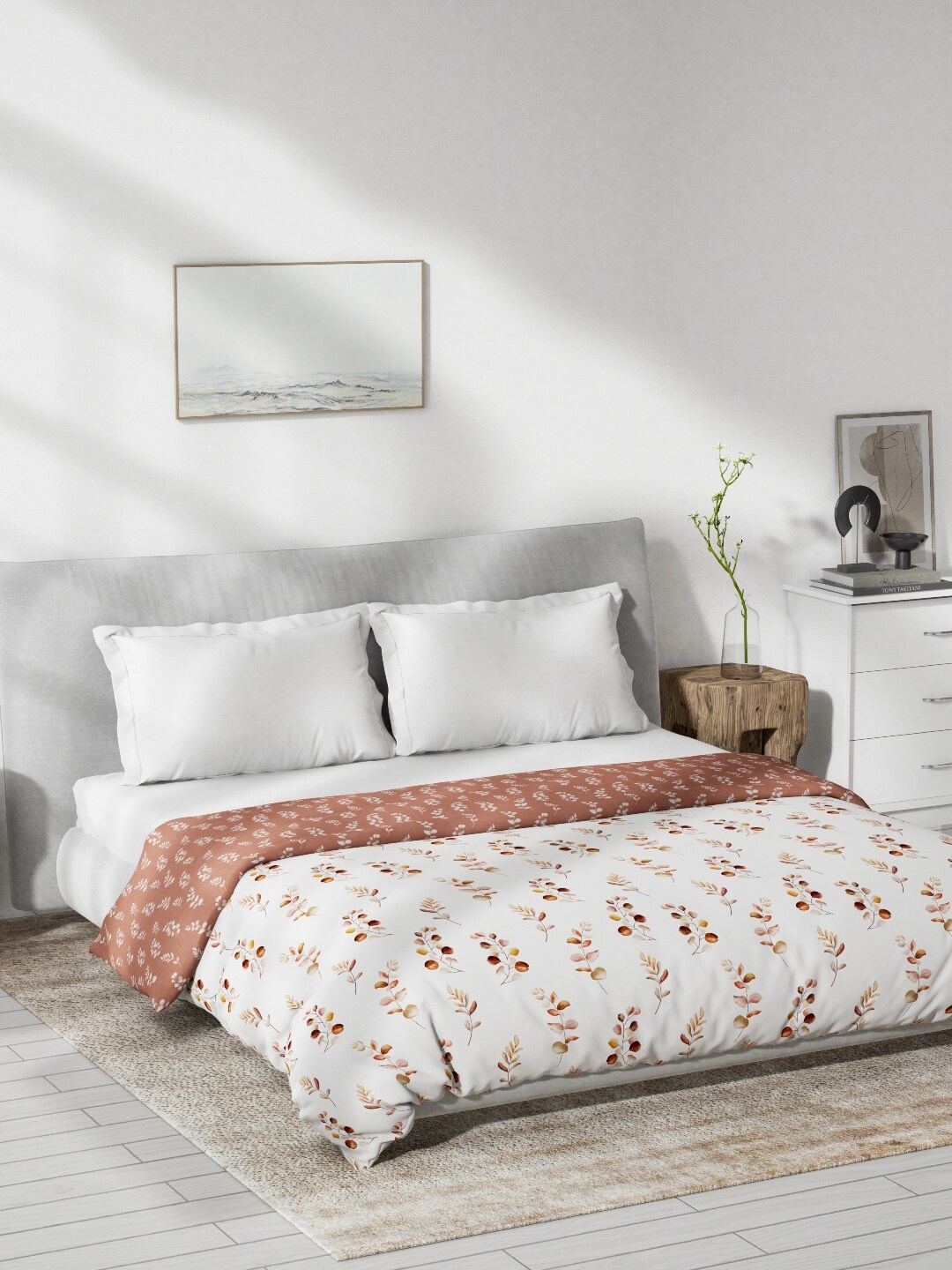 

DDecor Live Beautiful White Floral Mild Winter 150 GSM Pure Cotton Double Bed Dohar