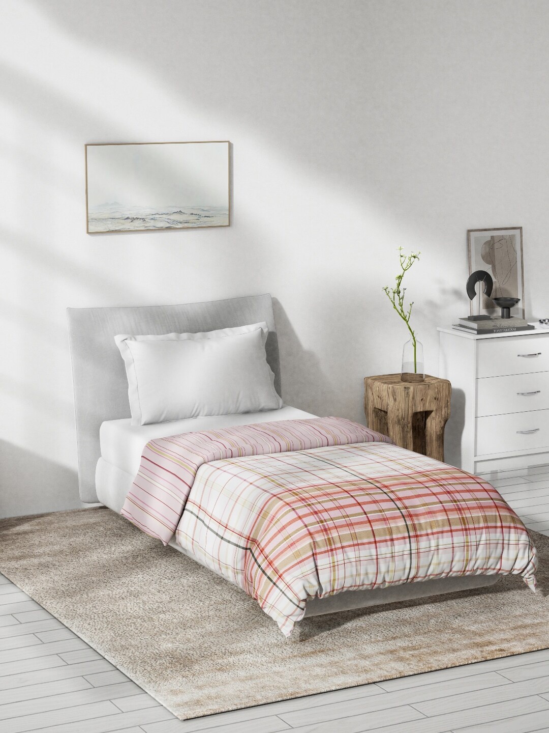 

DDecor Live Beautiful Red Geometric Mild Winter 150 GSM Pure Cotton Single Bed Dohar