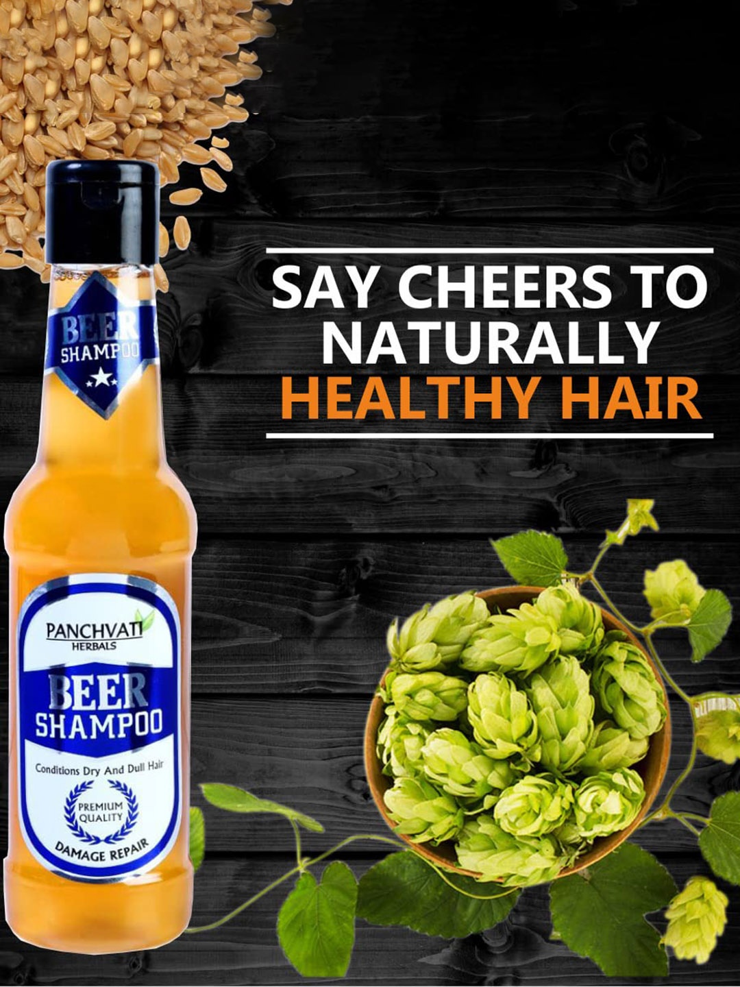 

PANCHVATI HERBALS Pack Of 2 Beer Hair Shampoo 180 ml Each, Yellow