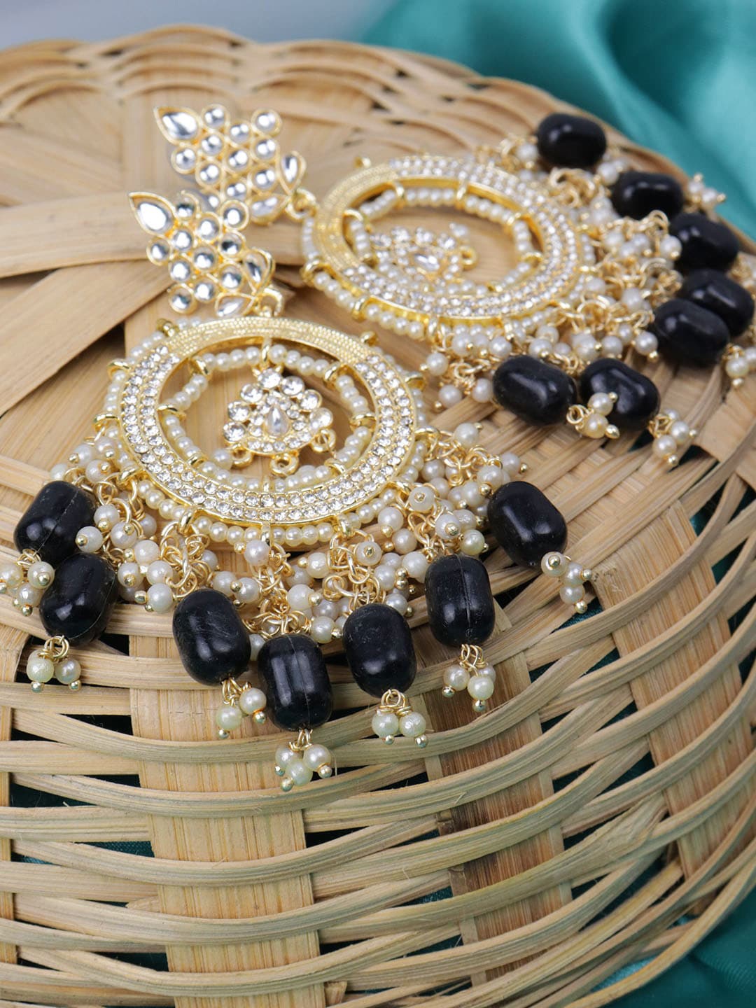 

VAGHBHATT Circular Chandbalis Earrings, Black