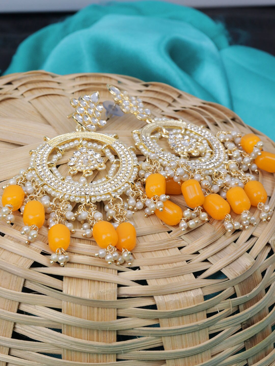 

VAGHBHATT Women Gold-Plated Circular Drop Earrings, Yellow