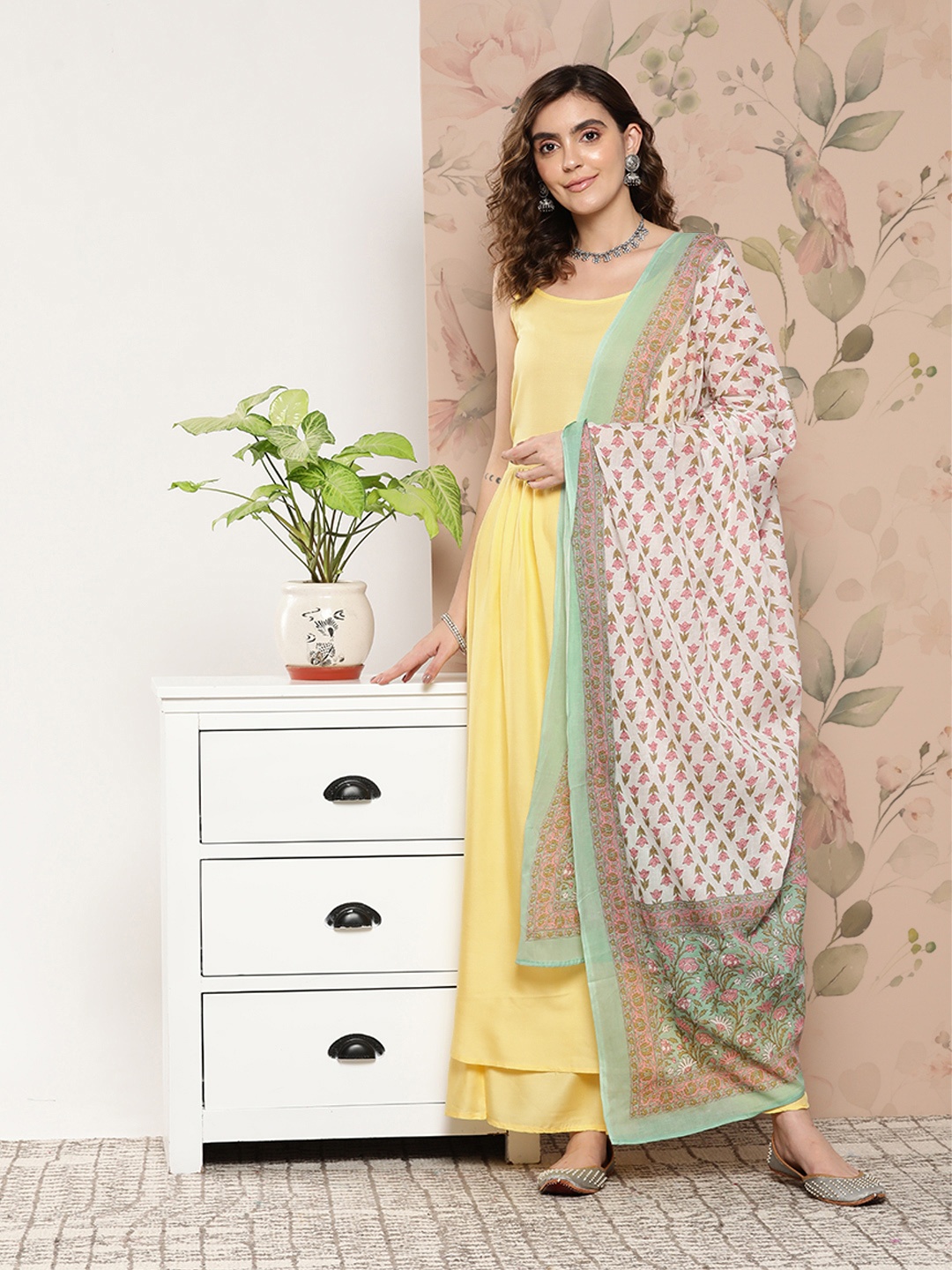 

InWeave Kurta with Palazzos & Dupatta, Yellow