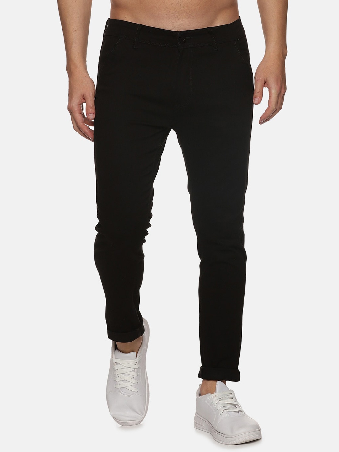 

IMPACKT Men Cotton Skinny Fit Chinos Trousers, Black