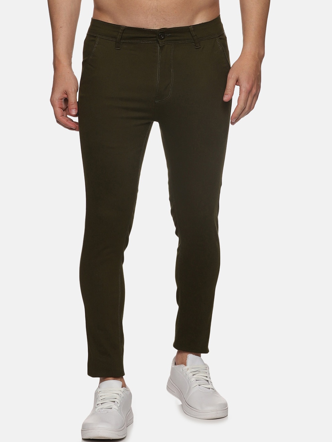 

IMPACKT Men Cotton Skinny Fit Trousers, Olive