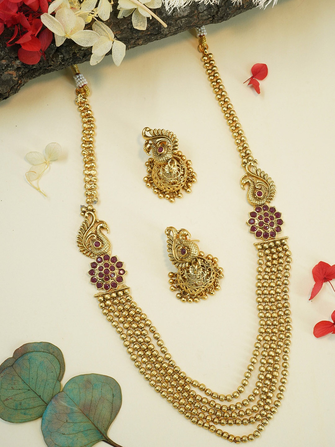 

GRIIHAM Gold-Plated CZ Stone-Studded Jewellery Set