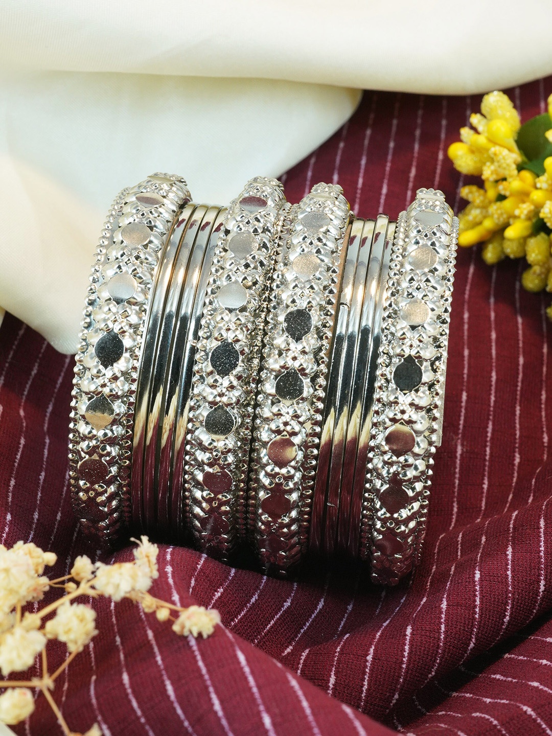 

GRIIHAM Set of 12 Silver-Plated Bangles