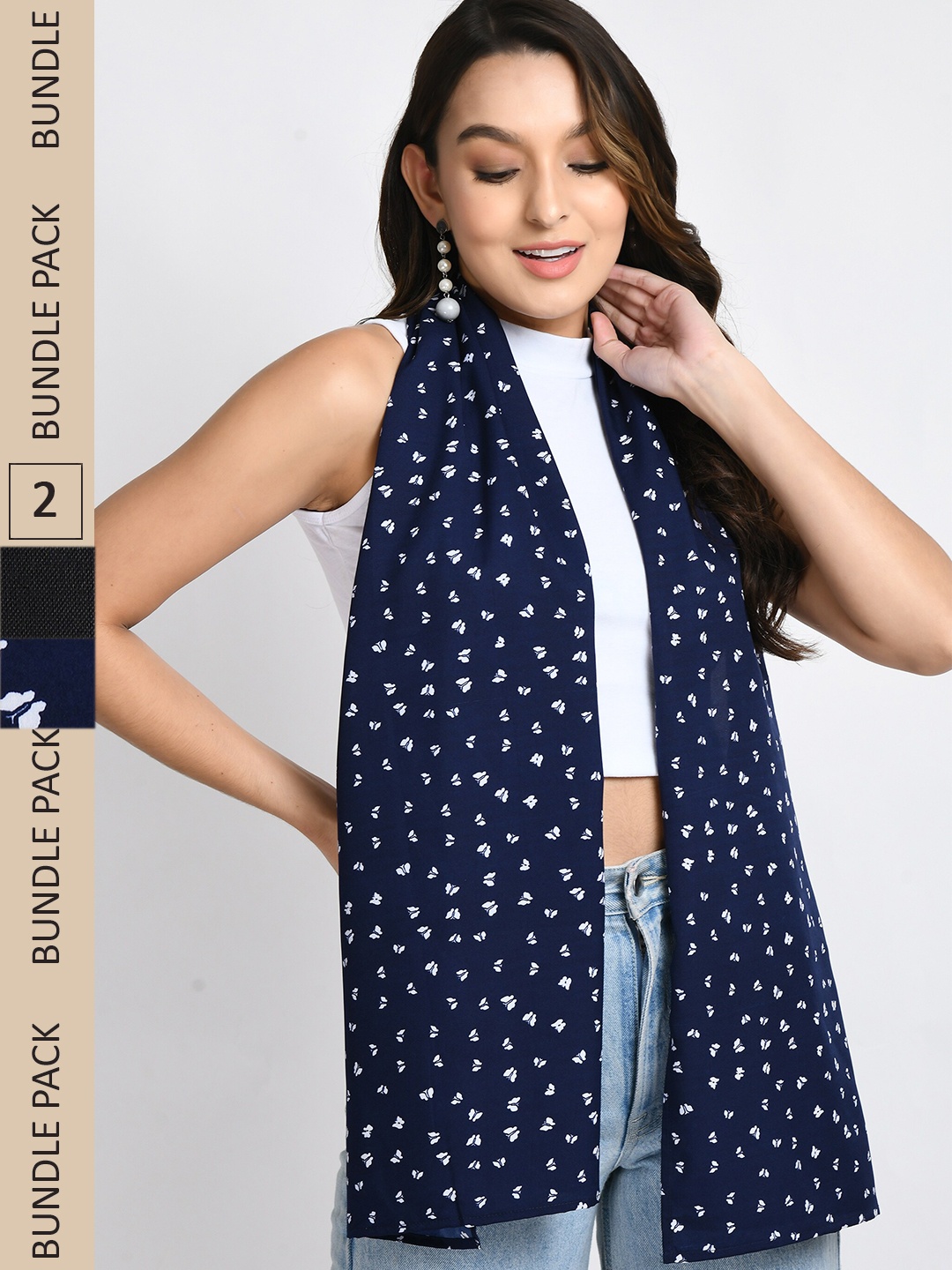 

V&M Women Pack of 2 Printed Scarves, Blue