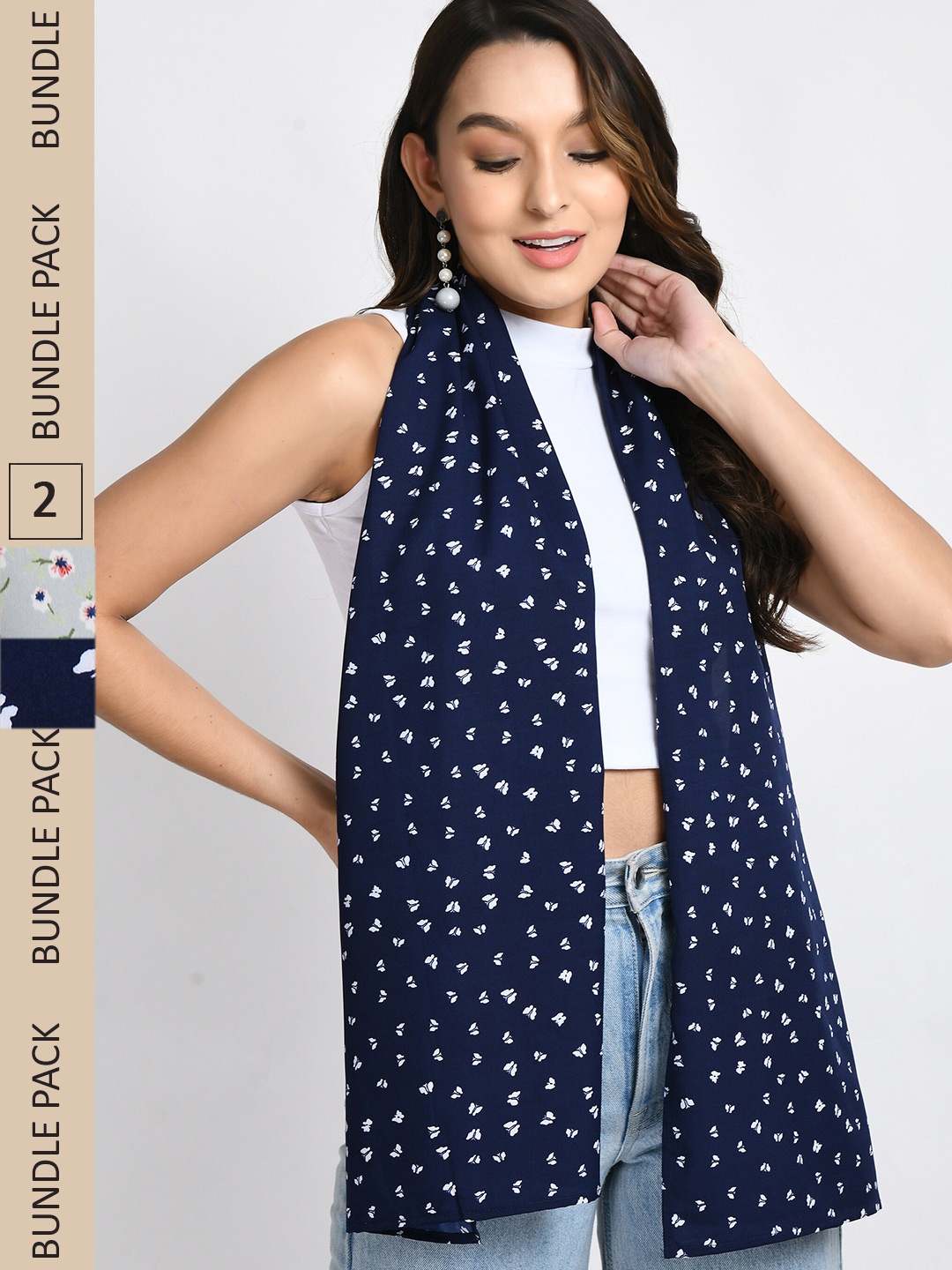 

V&M Women Pack of 2 Printed Scarves, Blue