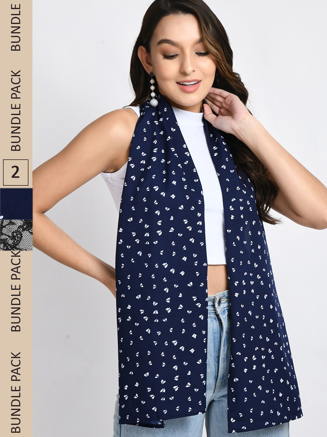 

V&M Women Pack of 2 Printed Scarves, Blue