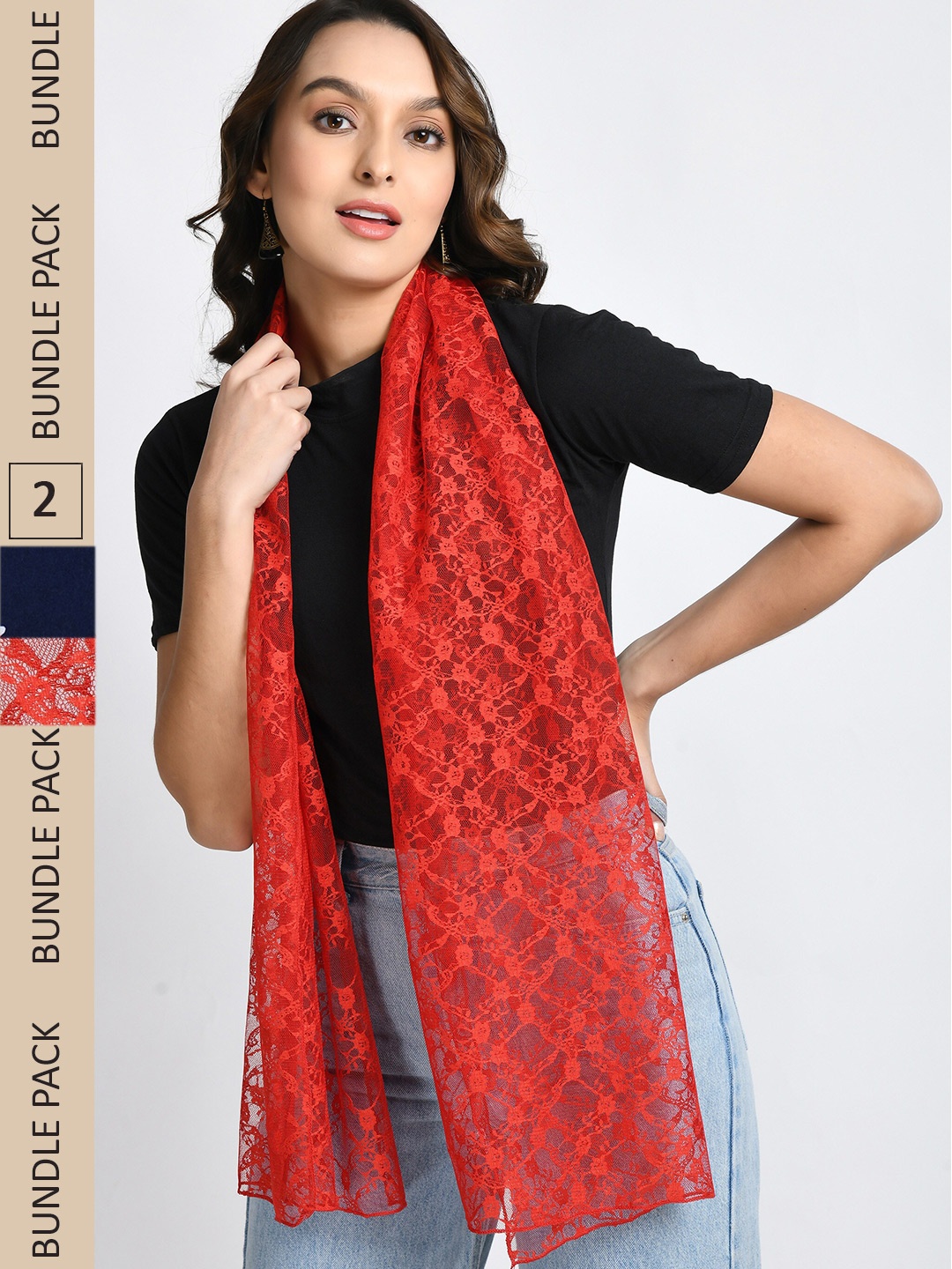 

V&M Women Pack of 2 Printed Scarves, Blue