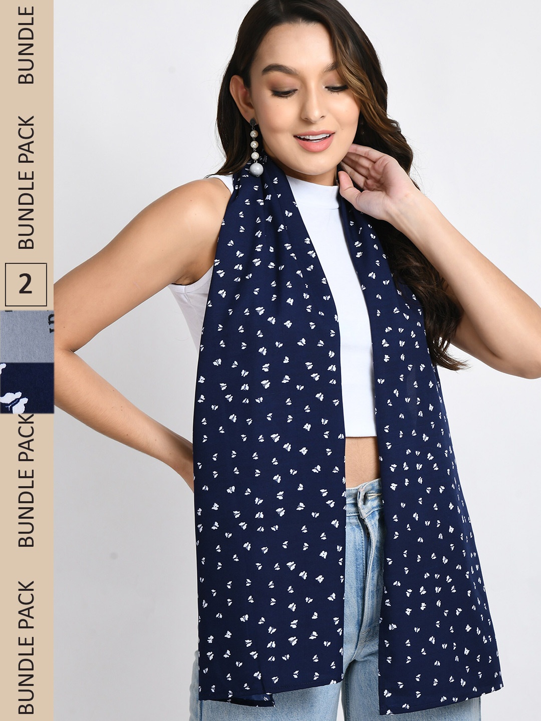 

V&M Women Pack of 2 Printed Scarves, Blue