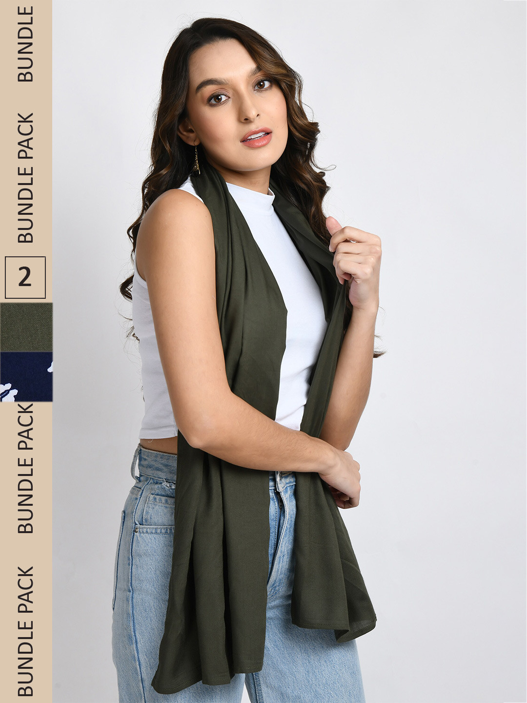 

V&M Women Pack Of 2 Printed Scarves, Olive