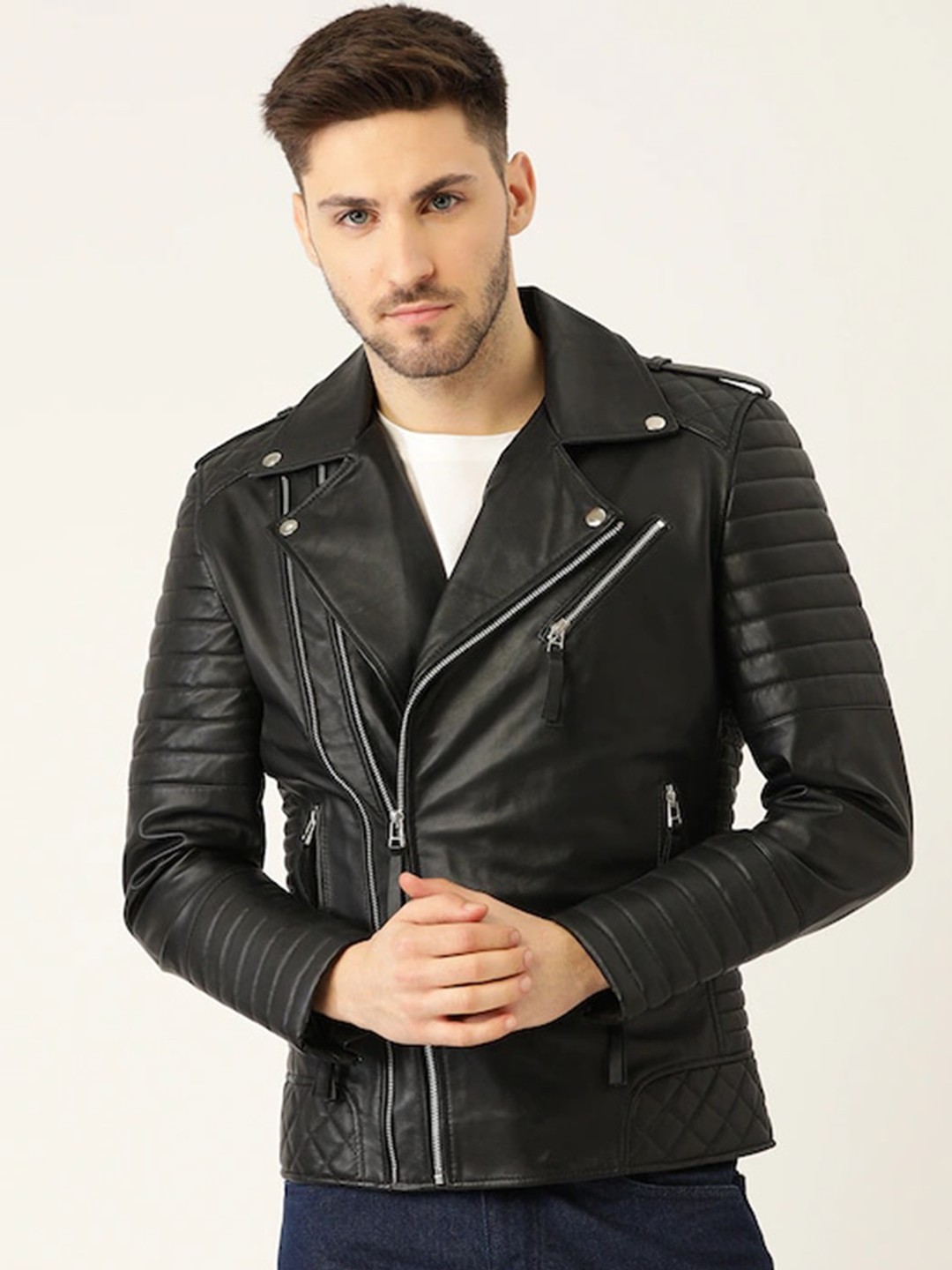 

Leather Retail Men Outdoor Biker Jacket, Black