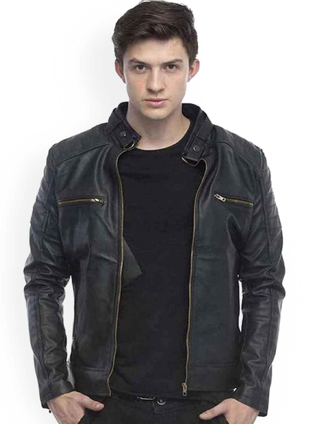 

Leather Retail Men Outdoor Biker Jacket, Black
