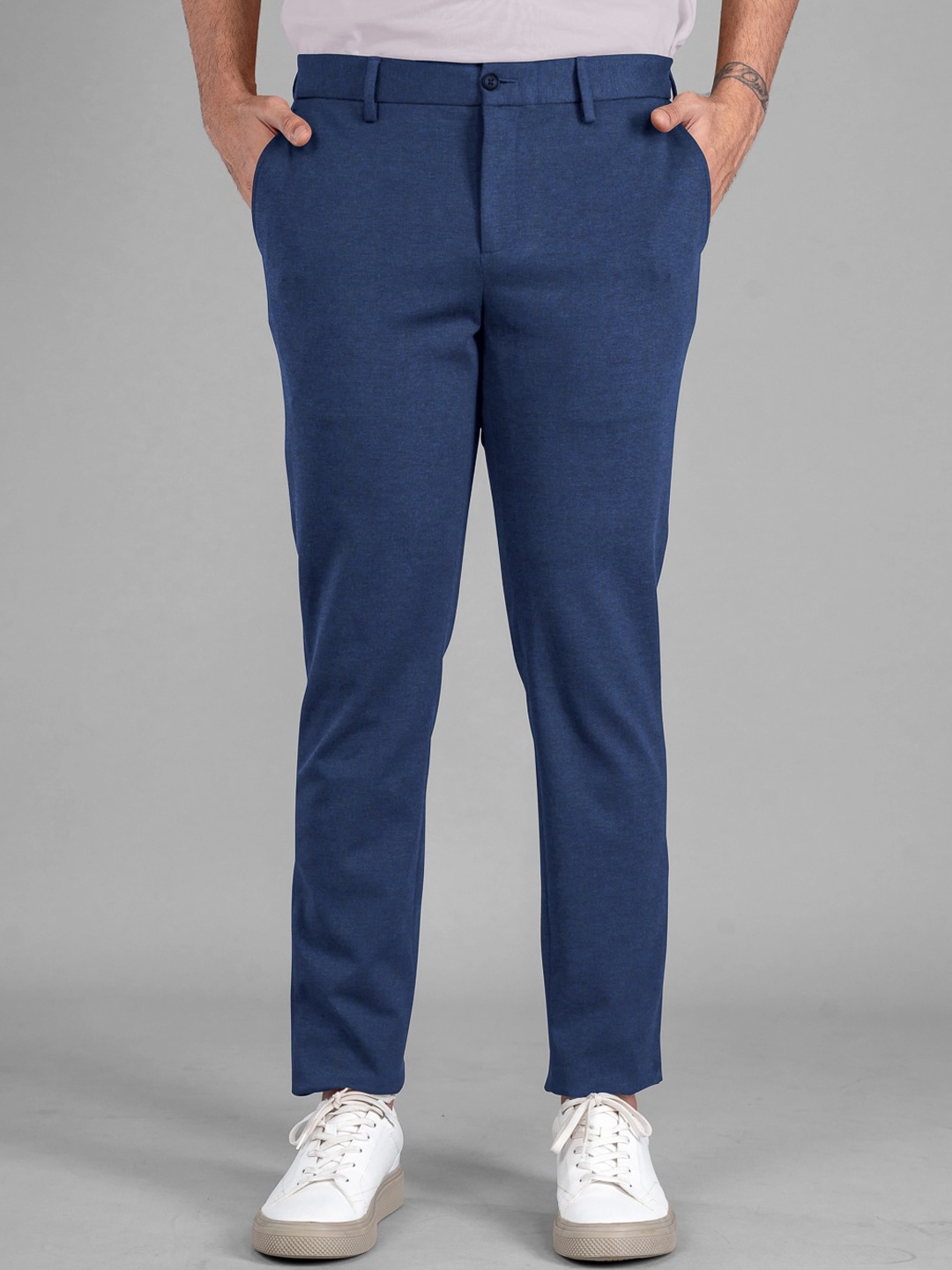 

The Pant Project Men Slim Fit Soft Stretch Comfort Wrinkle Free Formal Trousers, Blue