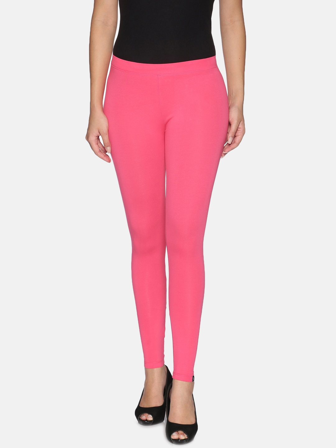 

TWIN BIRDS Women Solid Super Stretch Cotton Ankle Length Leggings, Pink