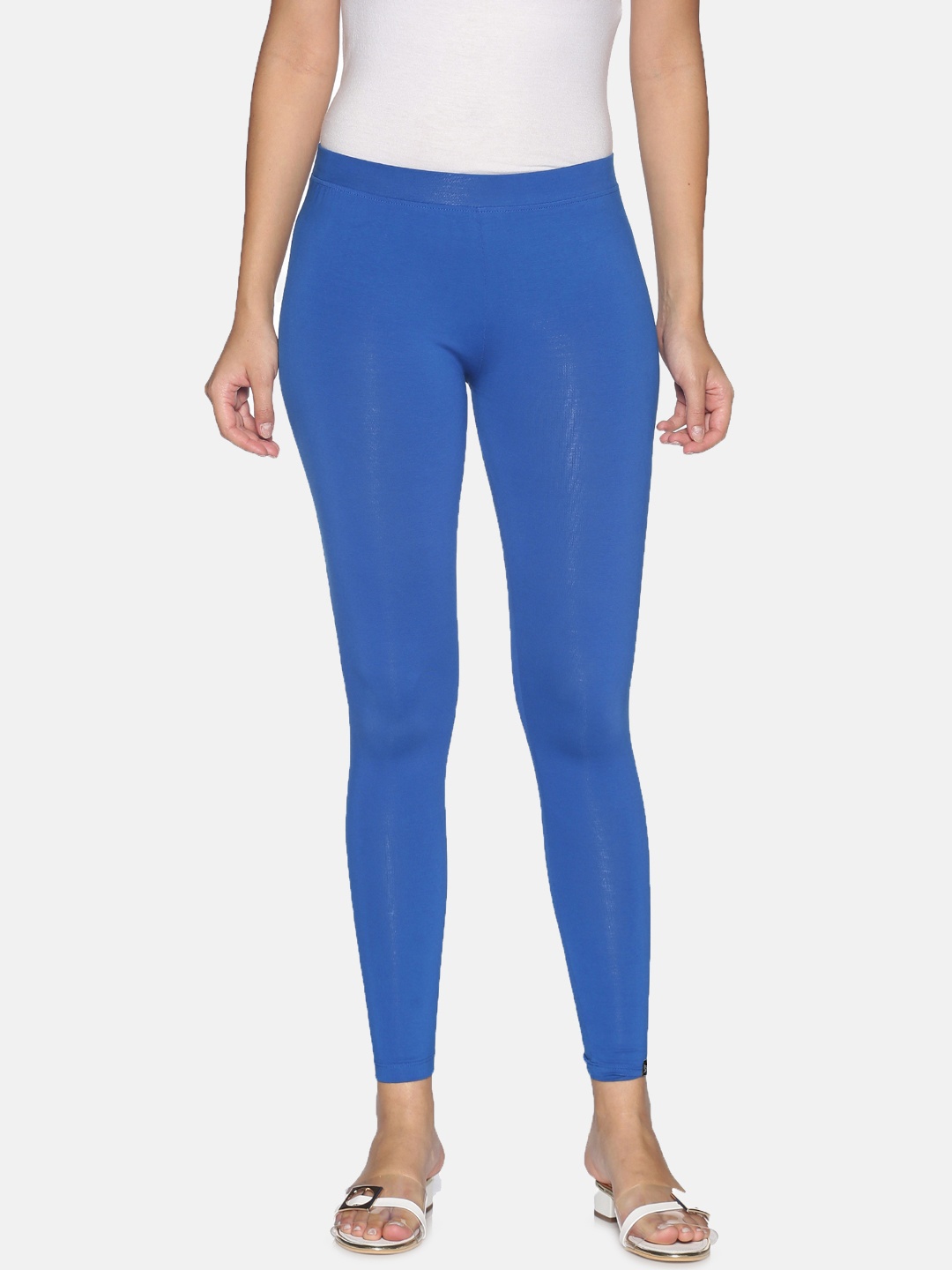 

TWIN BIRDS Women Solid Super Stretch Cotton Ankle Length Leggings, Blue