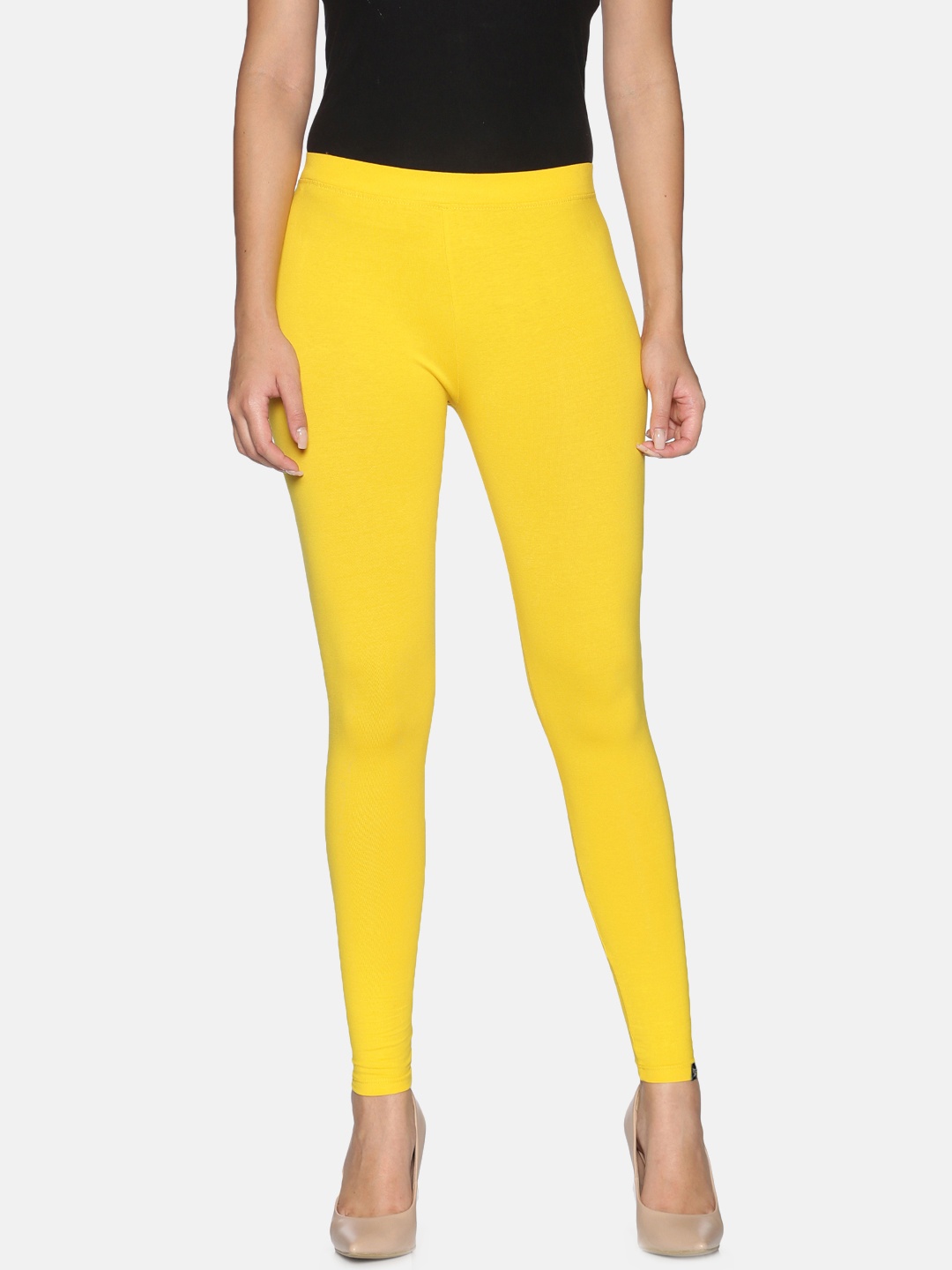 

TWIN BIRDS Women Solid Super Stretch Cotton Ankle Length Leggings, Yellow